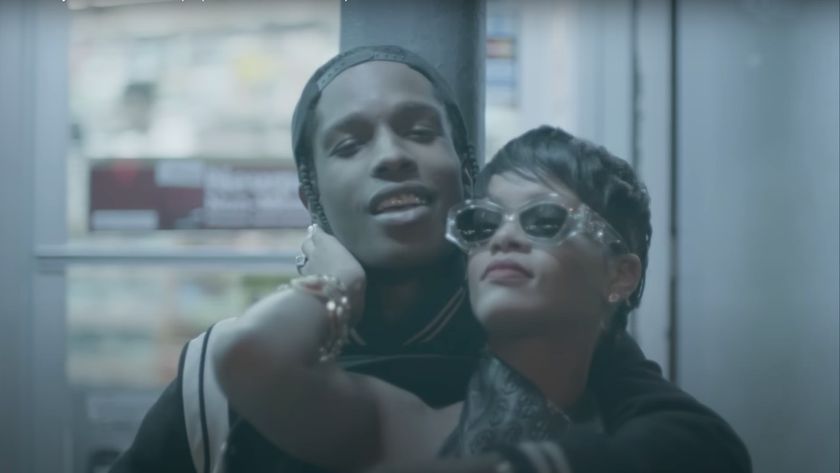 ASAP Rocky and Rihanna standing with one another in the &#039;Fashion Killa&#039; music video.