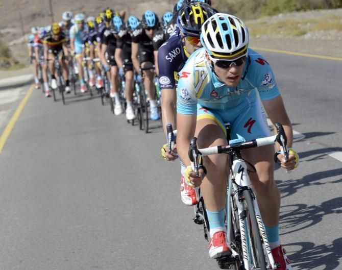 Evan Huffman (Astana) hard at work at the Tour of Oman for team captain Vincenzo Nibali.
