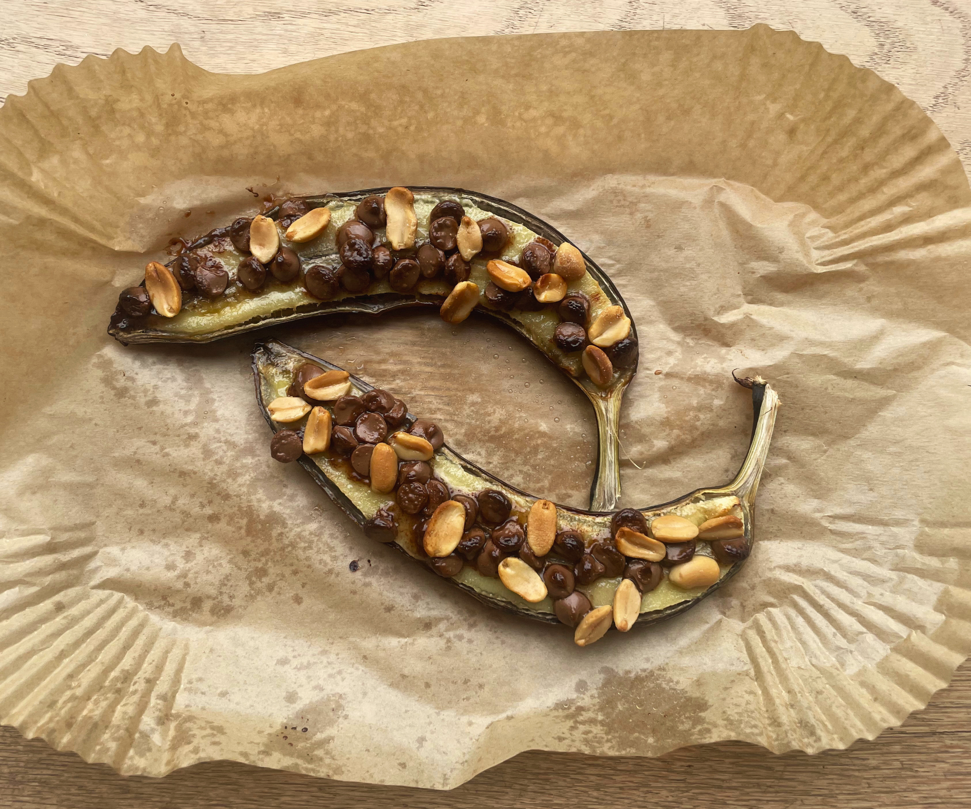 Chocolate Peanut Bananas baked in my air fryer