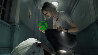 Resident Evil Requiem, Grace holding the Xbox logo