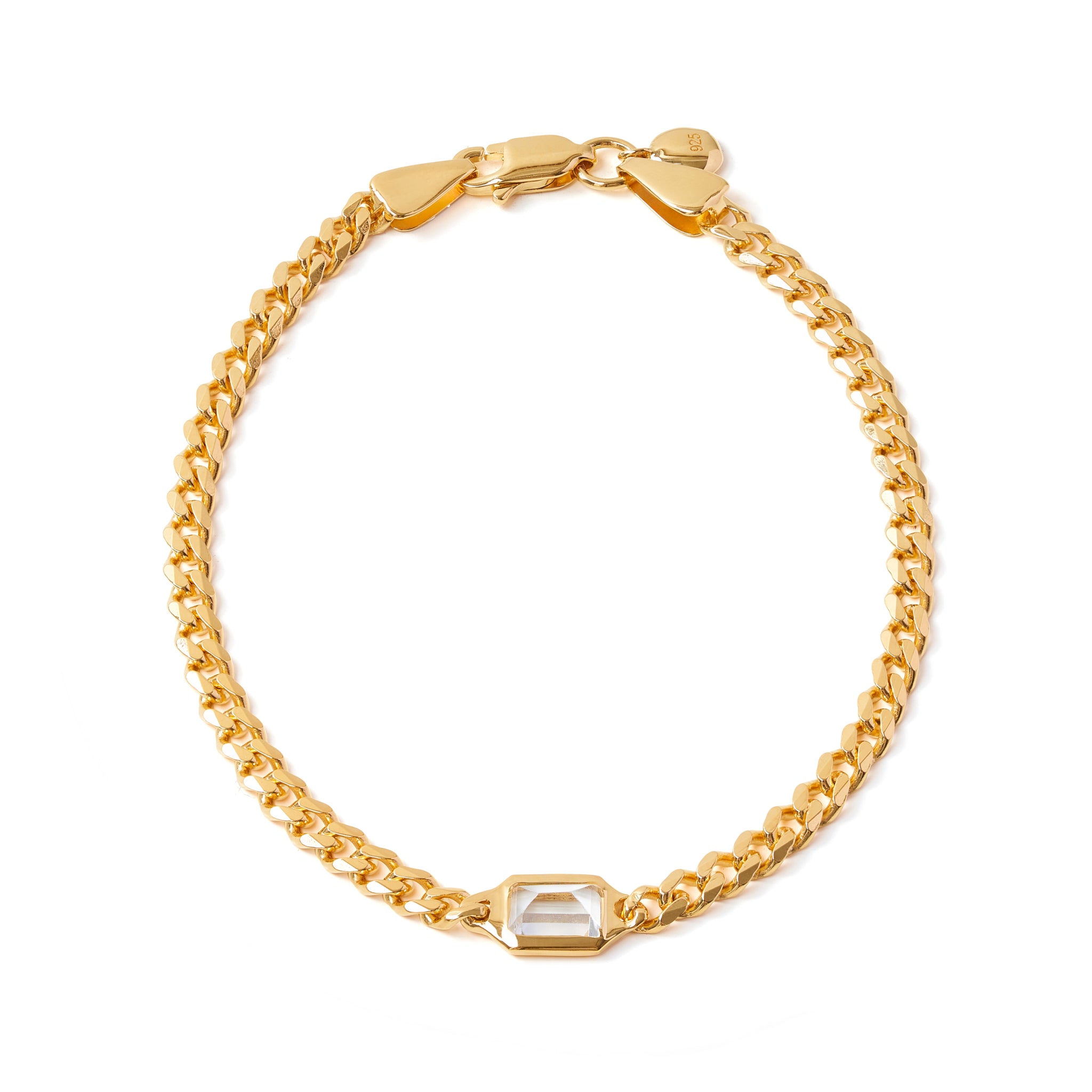 Gaia White Topaz Curb Chain Bracelet - Gold Vermeil