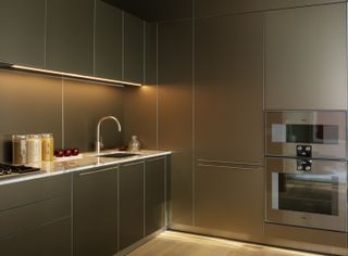 sleek kitchen at new york apartment
