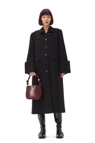 Black Bonded Crepe Coat