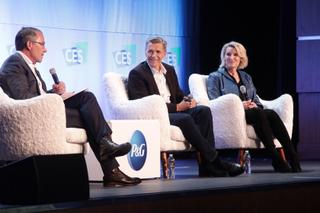 Speakers at CES 2019 (from L to R): John Battelle of NewCo'; Marc Pritchard and Kathy Fish from P&G. (photo courtesy of CTA)