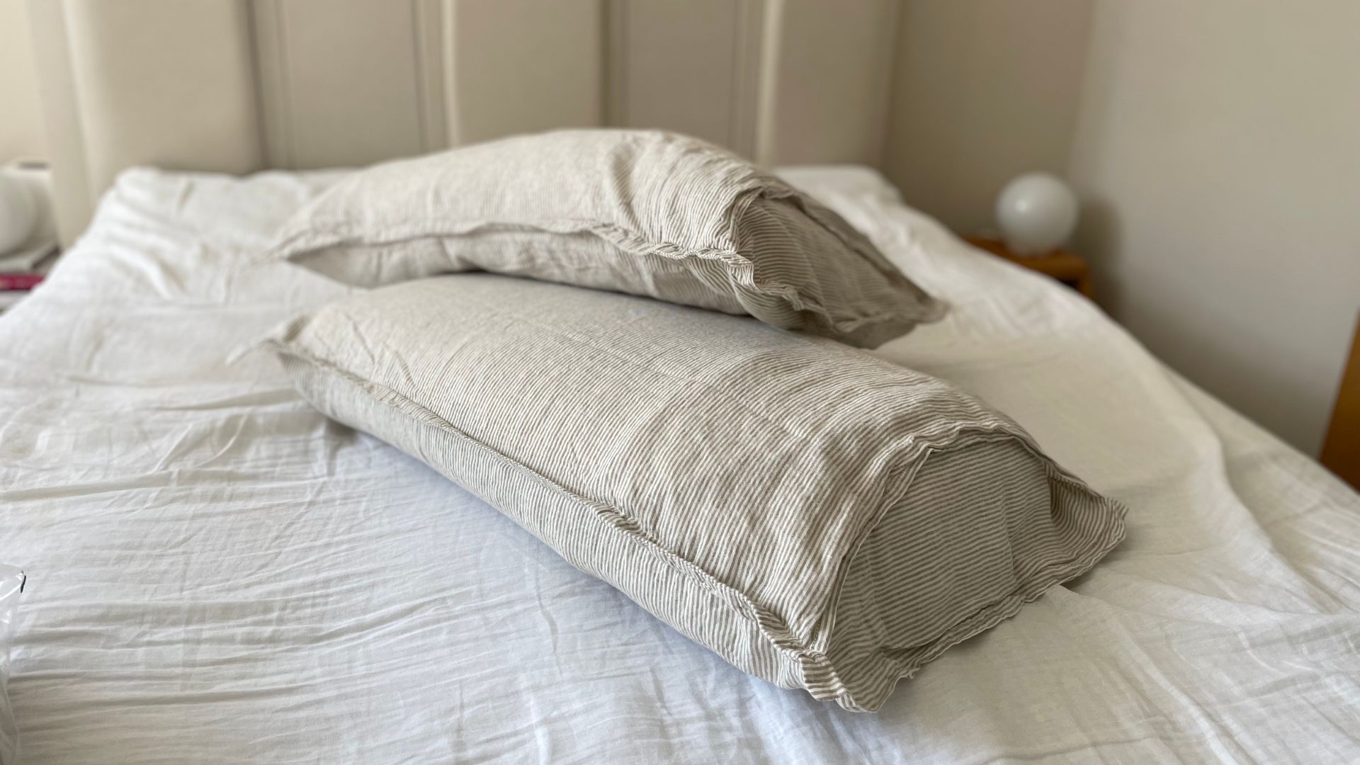 Secret Linen Store Natural Sid Stripe Linen pillows