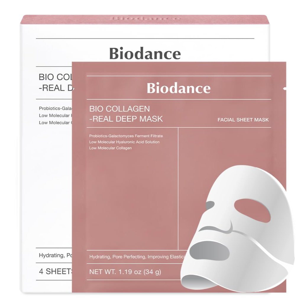 Biodance Bio-Collagen Real Deep Mask, Hydrated Overnight Hydrogel Mask, Minimizing Pores, Improved Elasticity, 34G X4EA