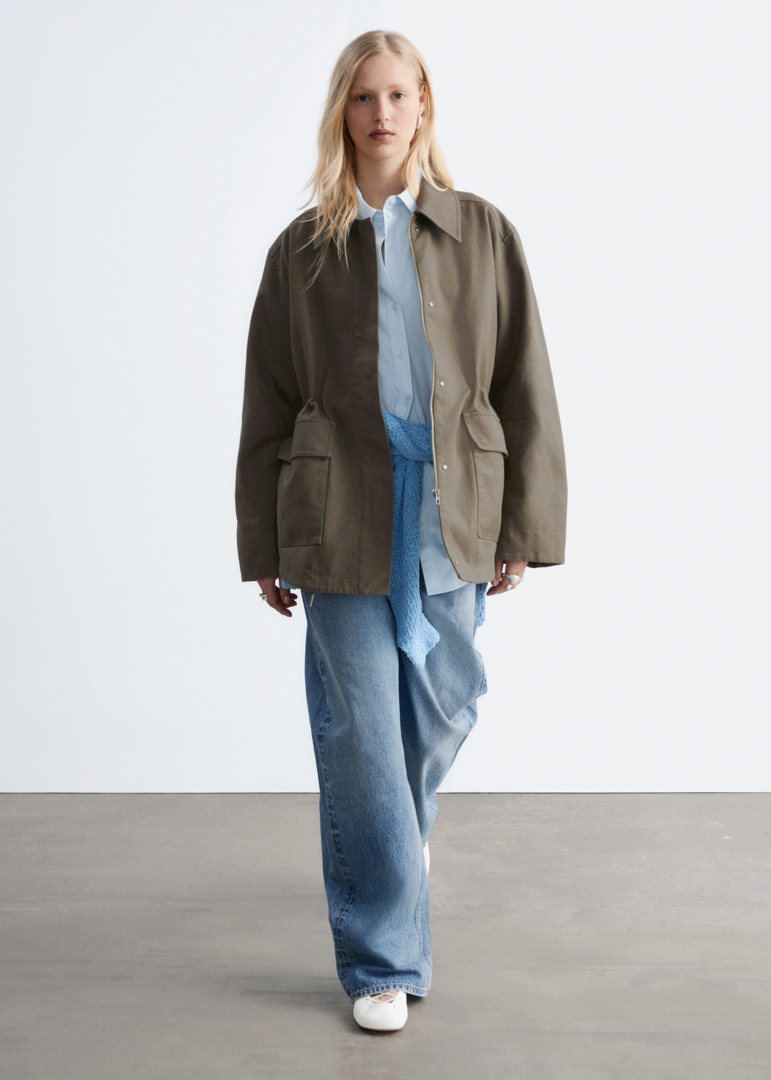Oversized Drawstring Utility Jacket