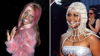 Two photos of Lil Kim in the 1990s