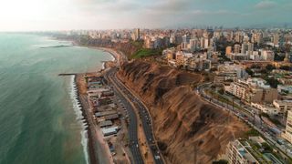 Aerial view of Lima's coastline