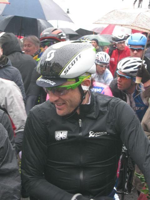 A GreenEdge rider dressed in black