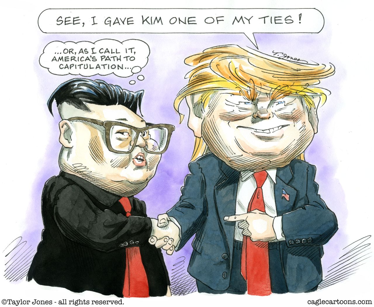 Political cartoon U.S. Kim Jong Un Trump North Korea Singapore nuclear summit