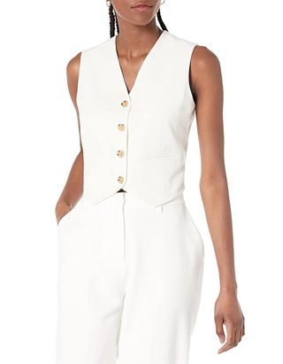 Sadie Damen Drop Slim Short Vest, Elfenbein, L