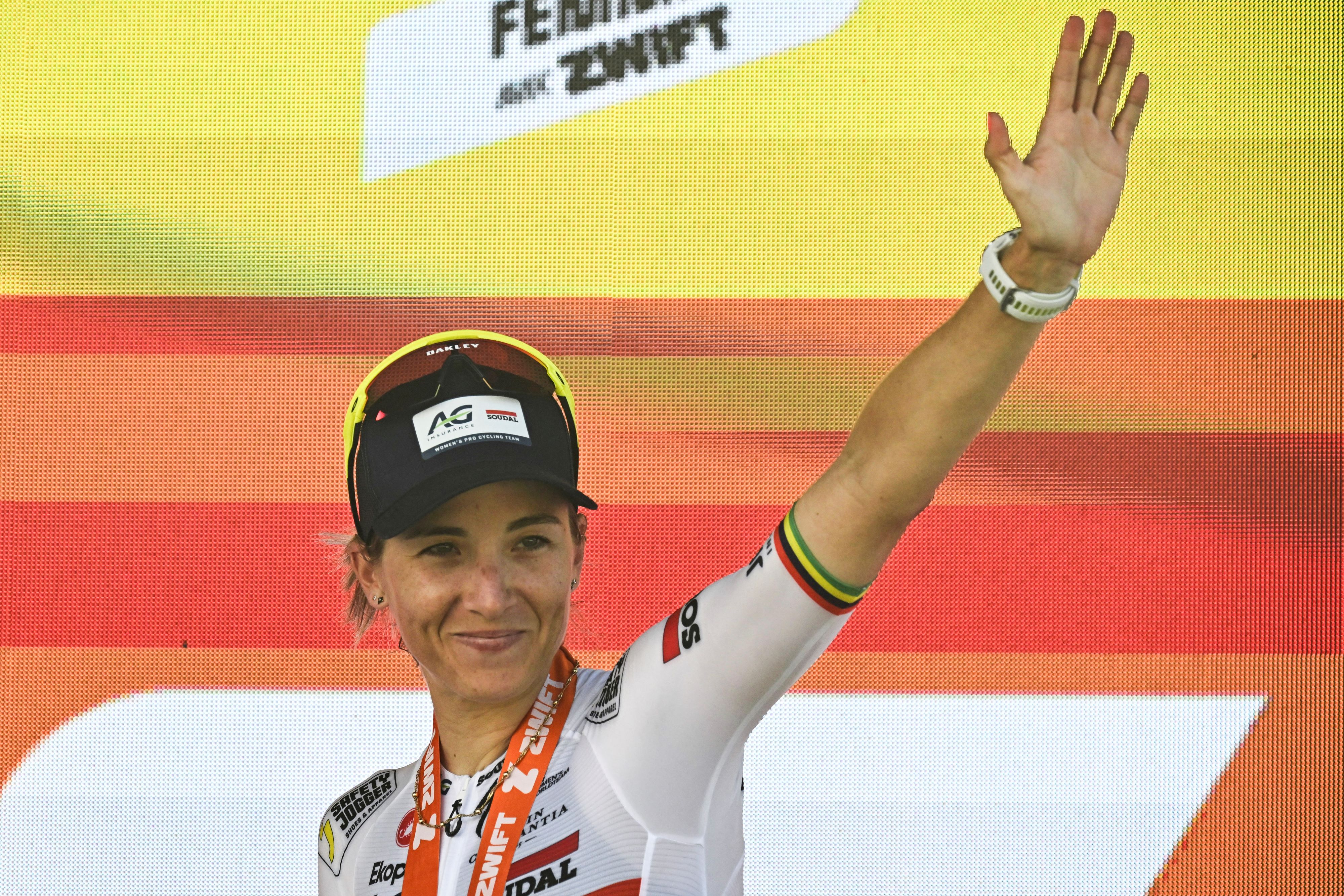 Kim Le Court after stage 5 of the Tour de France Femmes 2025.