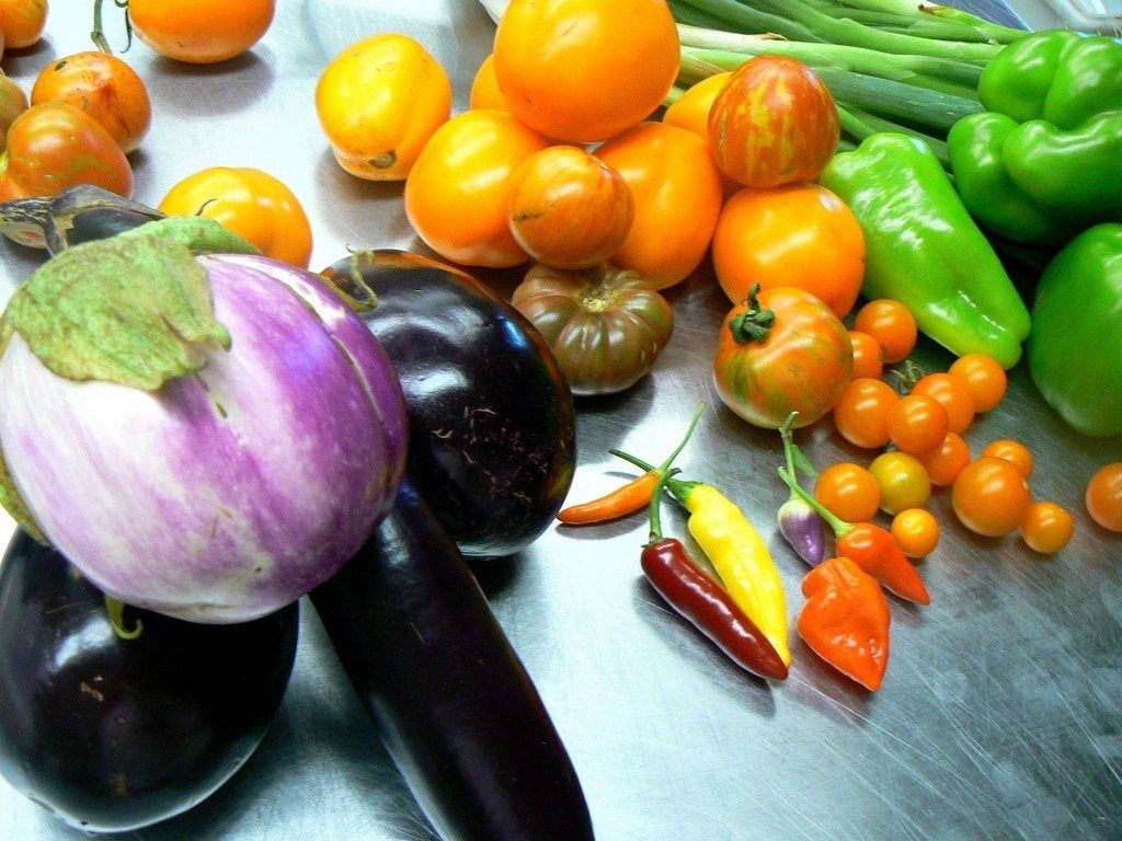 Fresh Vegetables On A Metal Table