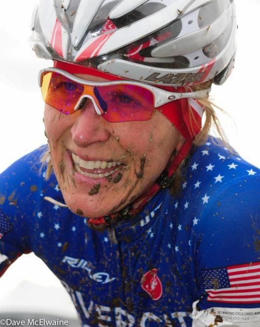 Sue Butler (USA) smiling at the finish