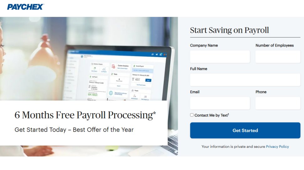 Website screenshot of Paychex (February, 2026)