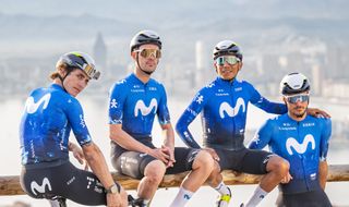 Nairo Quintana, Gonzalo Serrano, Manlio Moro and Ivan Garcia Cortina in Movistar's new kit