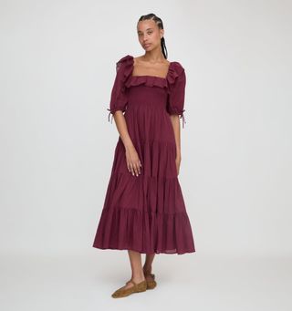 Hill House Home, The Corinne Nap Dress - Burgundy Shadow Stripe