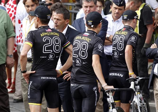 The RadioShack team donned special kits in the 2010 Tour, but received a stiff penalty for the stunt