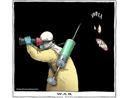 Editorial cartoon world health Ebola