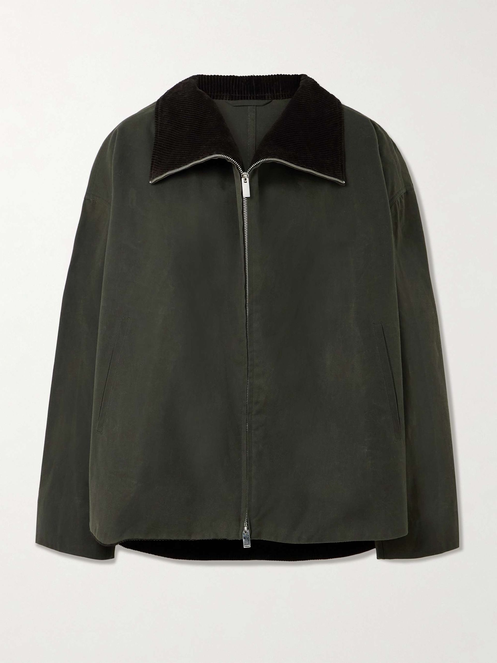 Corduroy-Trimmed Waxed Organic Cotton Jacket