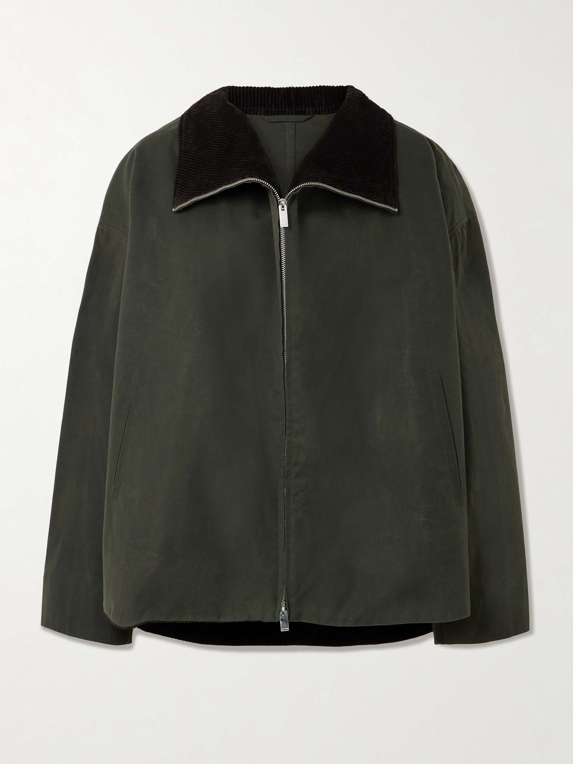 Corduroy-Trimmed Waxed Organic Cotton Jacket