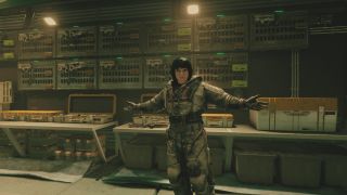 Starfield weapon tiers - a character is standing in front of a gun rack in a weapon shop