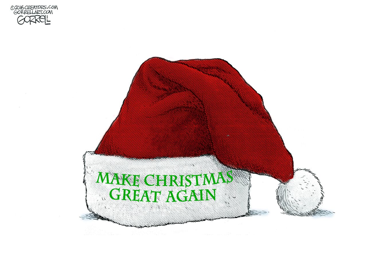 Political cartoon U.S. Trump MAGA Christmas