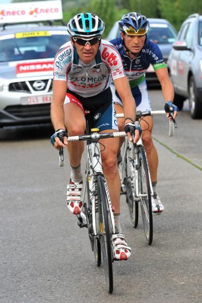 Mario Aerts (Omega Pharma-Lotto) and Sergey Lagutin (Vacansoleil)