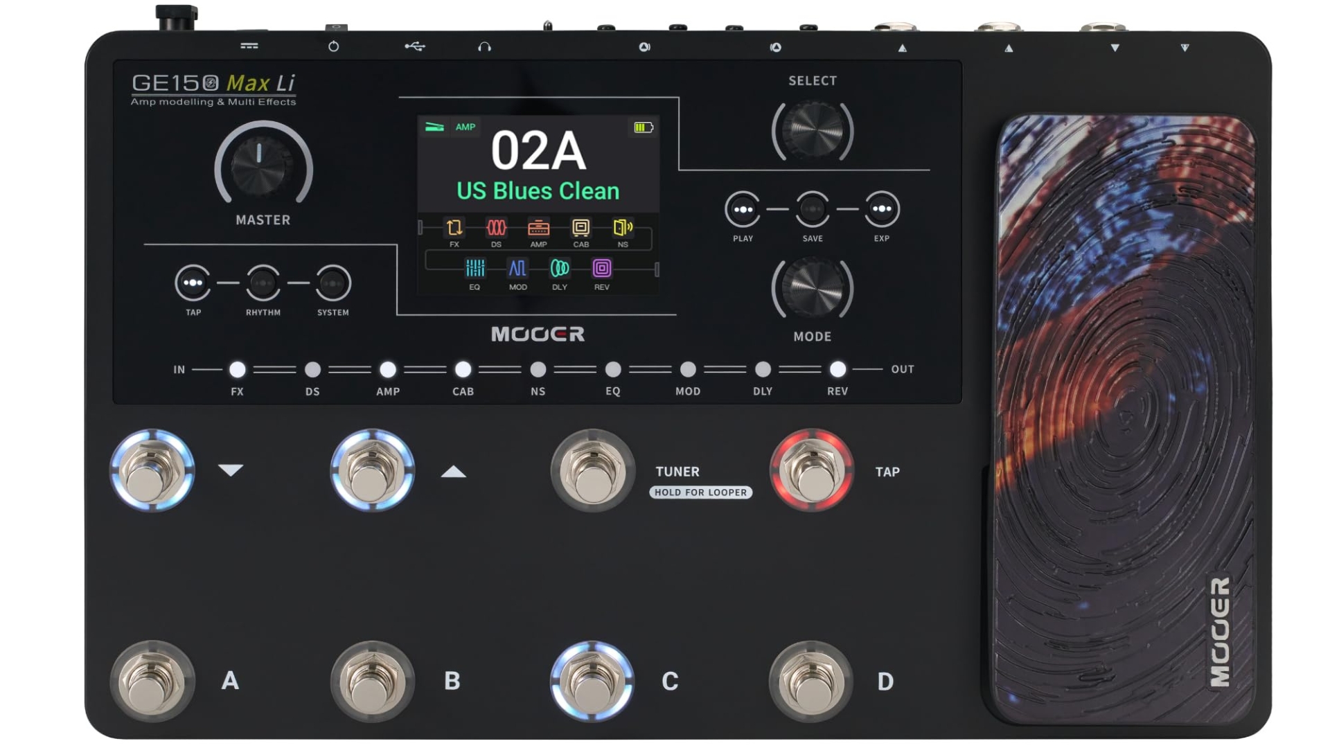 A Mooer GE150 Max Li multi-effects pedal