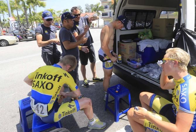 The Tinkoff-Saxo team at the Tour de Langkawi.