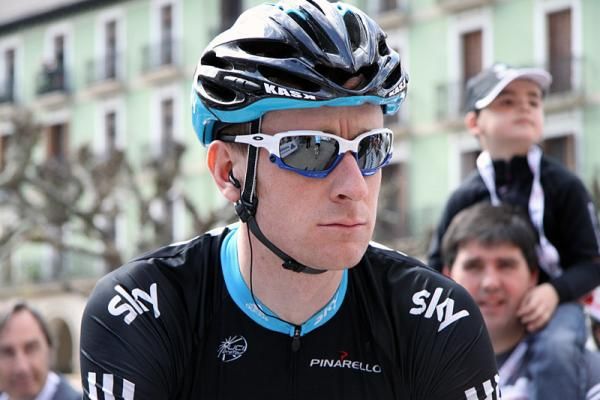 Bradle Wiggins (Sky) awaits the start of stage five.