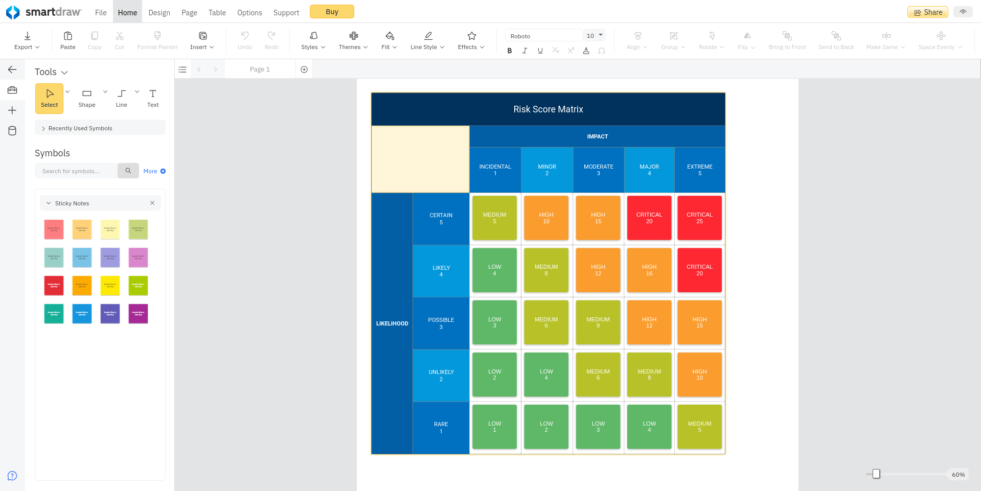 SmartDraw matrix