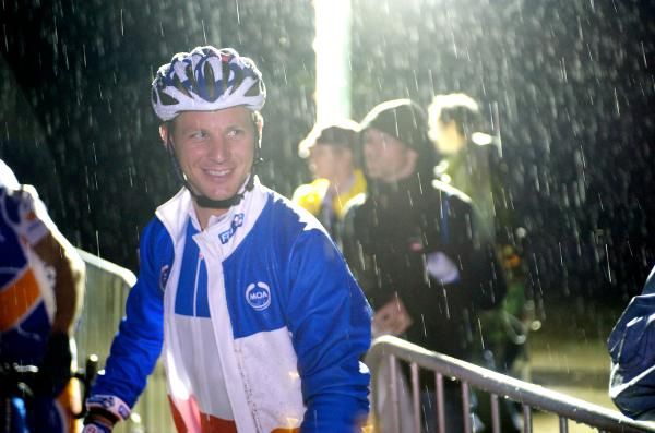 French 'Cross Champion Francis Mourey in good spirits despite the rain in Redmond, WA.
