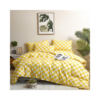 Buffalo plaid light yellow bedding set
