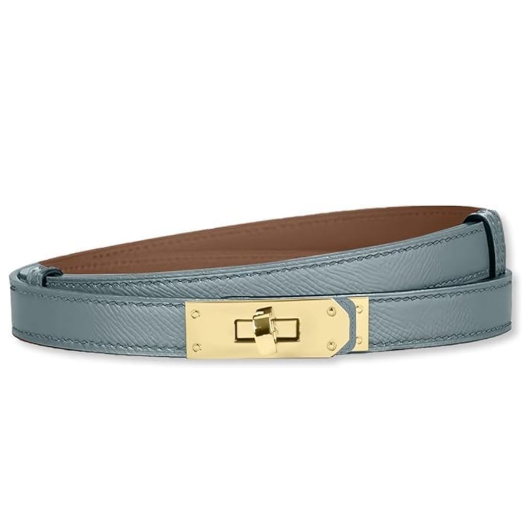 HEVIBK Blue Streamlined Leather Belt