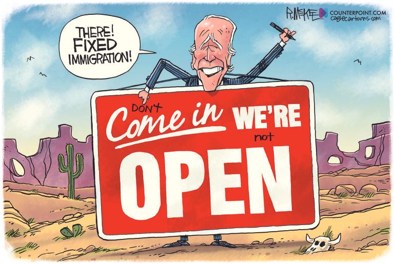 Political Cartoon U.S. biden immigration