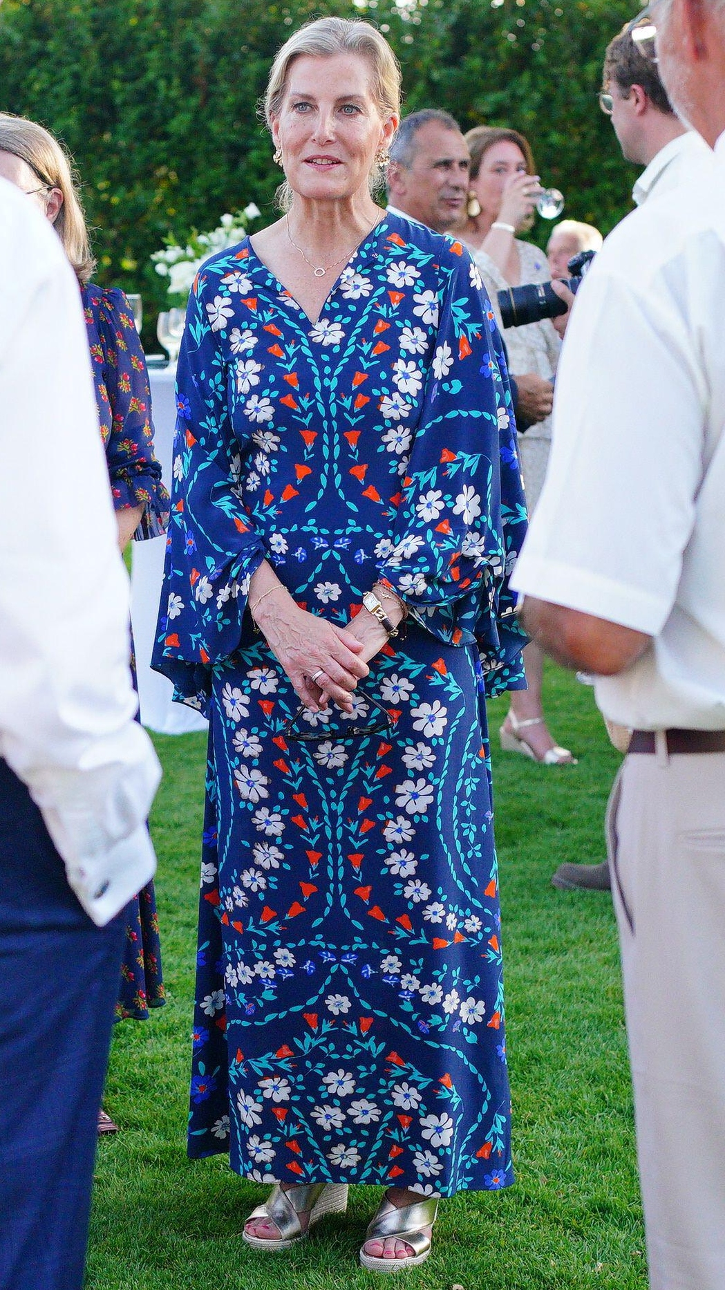 The Duchess of Edinburgh speaks to guests during a NSPCC reception at Government House in Jersey