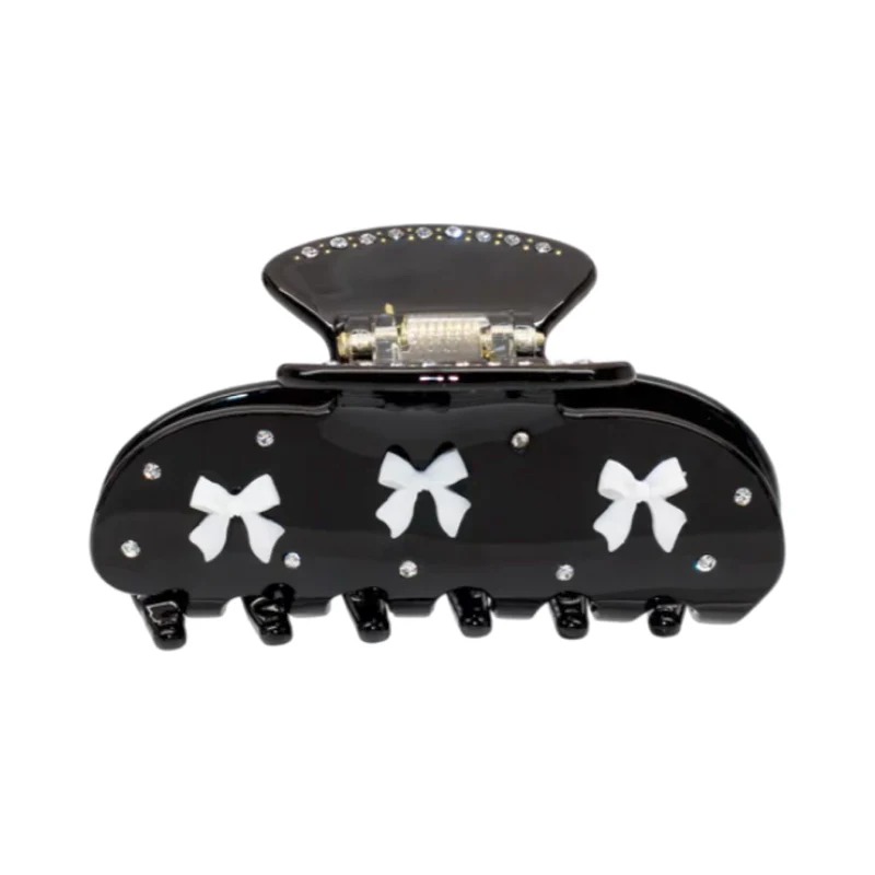 The Rpzl Premium Acetate Big Hair Accessory | Oversized Claw Clip for Thick and Thin Hair | Stylish Hair Jaw for Women and Girls (black Bows)