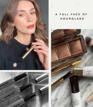Beauty editor Eleanor Vousden reviewing a full face of Hourglass makeup