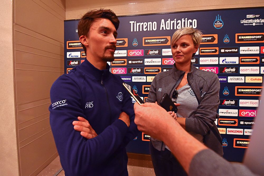 Julian Alaphilippe at the Tirreno-Adriatico press conference
