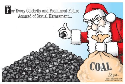 Political cartoon U.S. Christmas coal sexual harassment