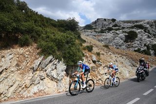 YUNQUERA SPAIN AUGUST 22 LR Ben OConnor of Australia and Team Decathlon AG2R La Mondiale and Gijs Leemreize of The Netherlands and Team dsmFirmenich PostNL compete in the breakaway during the La Vuelta 79th Tour of Spain 2024 Stage 6 a 1855km stage from Jerez de la Frontera to Yunquera UCIWT on August 22 2024 in Yunquera Spain Photo by Dario BelingheriGetty Images