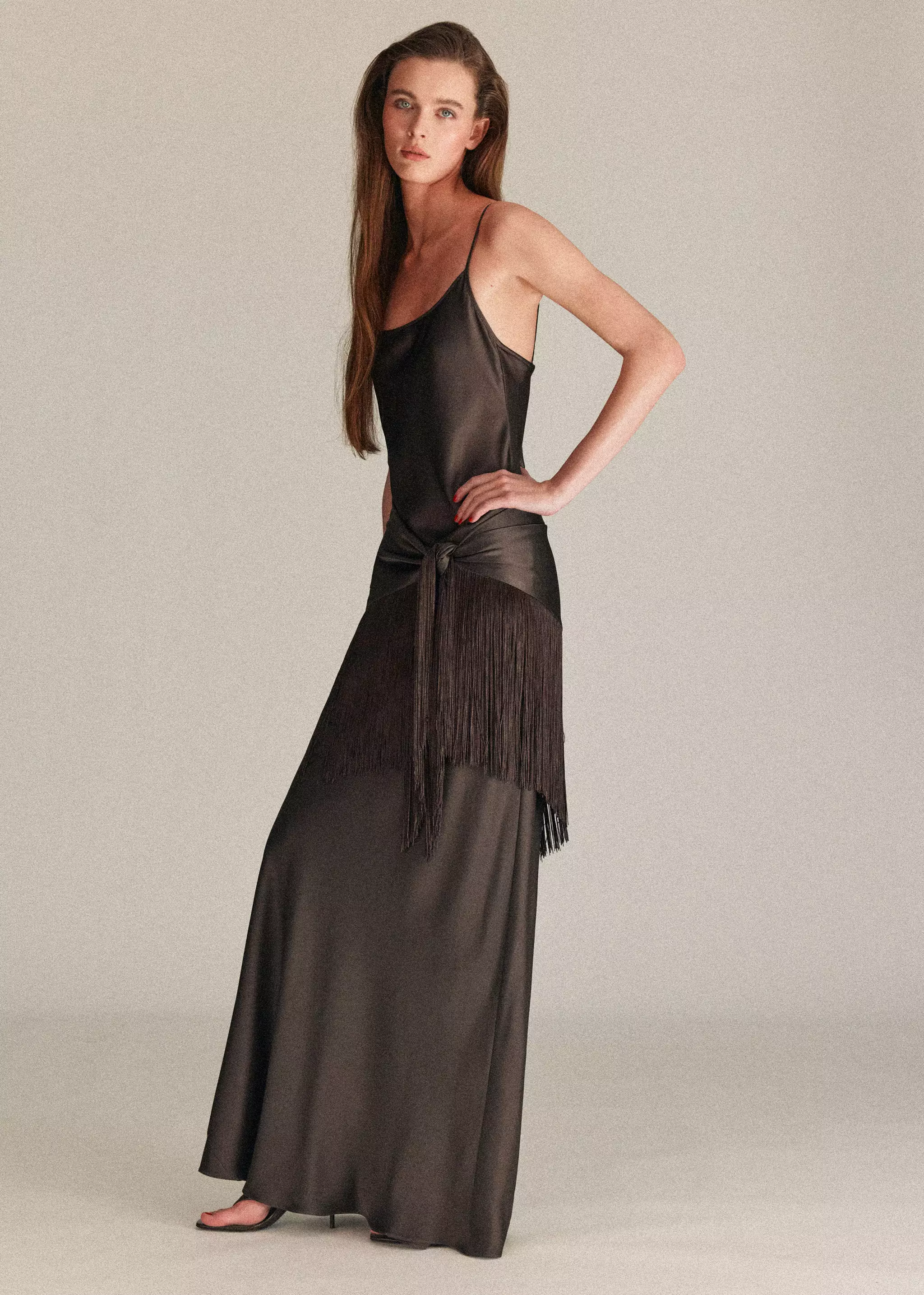 Satin Bandana Fringe Dress - Women | Mango United Kingdom