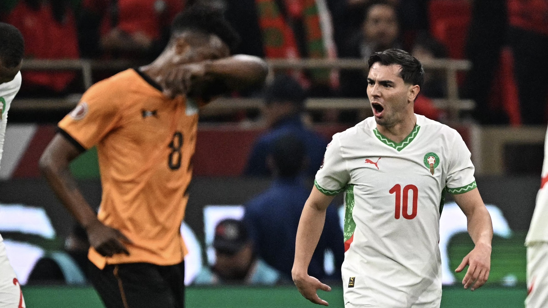 Morocco's Brahim Diaz celebrating a goal at AFCON 2025