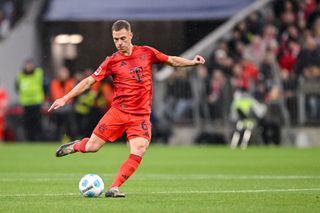 Munich, Germany - December 7: Joshua Kimmich of Bayern Muenchen controls the Ball during the Bundesliga match between FC Bayern München and 1. FC Heidenheim 1846 at Allianz Arena on December 7, 2024 in Munich, Germany. (Photo by Harry Langer/DeFodi Images via Getty Images) Arsenal target