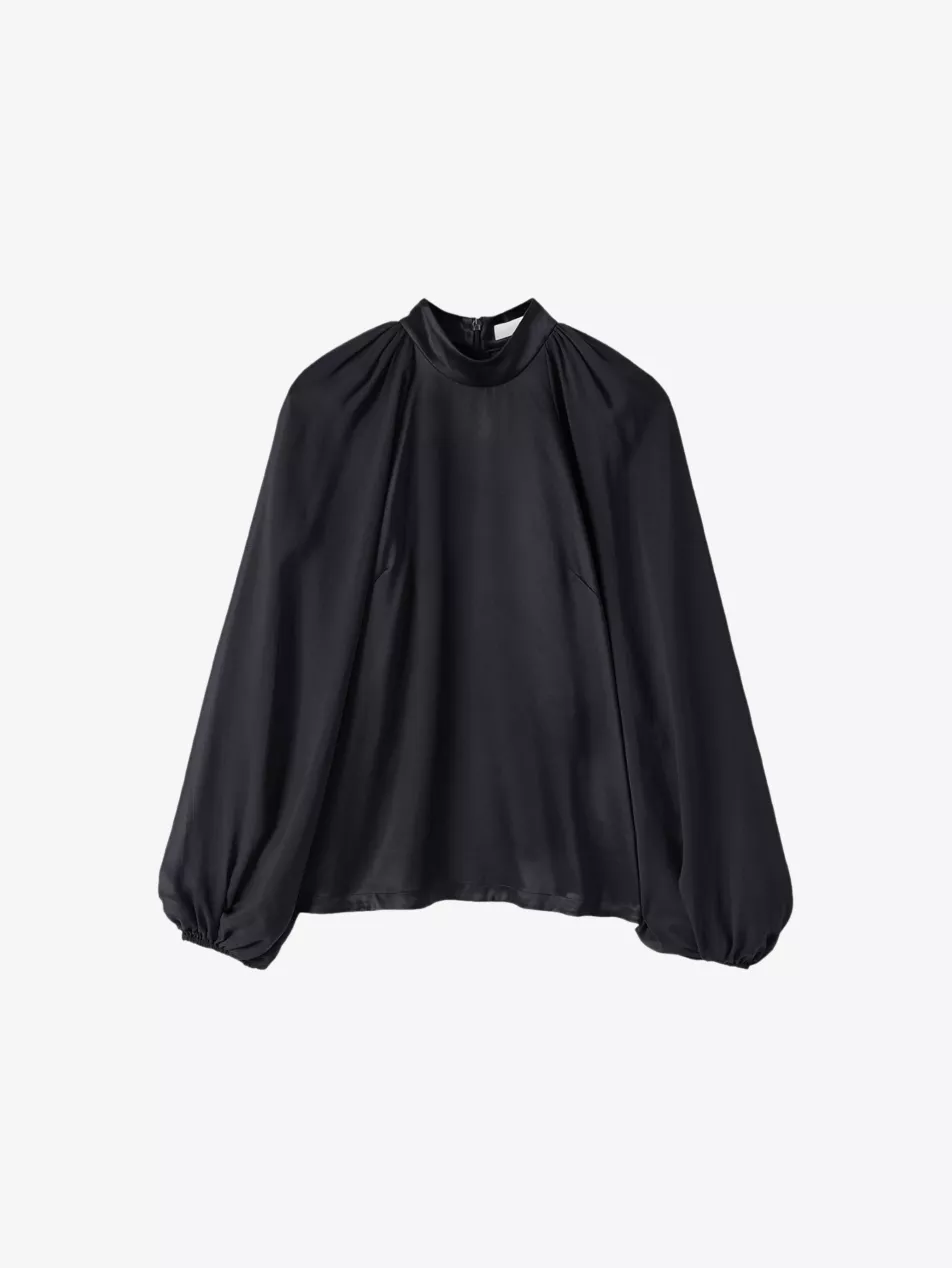 Cave High-Neck Satin Blouse