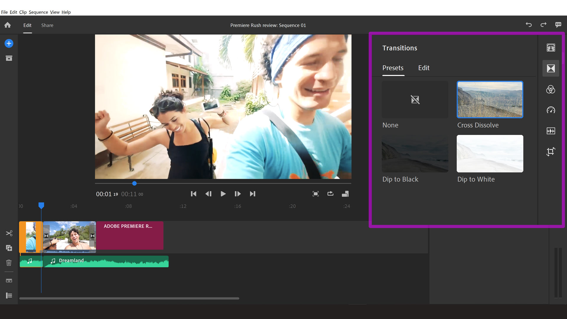 Interface of Premiere Rush, one of the best video editing software tools