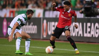 Jadon Sancho of Manchester United during the UEFA Europa League