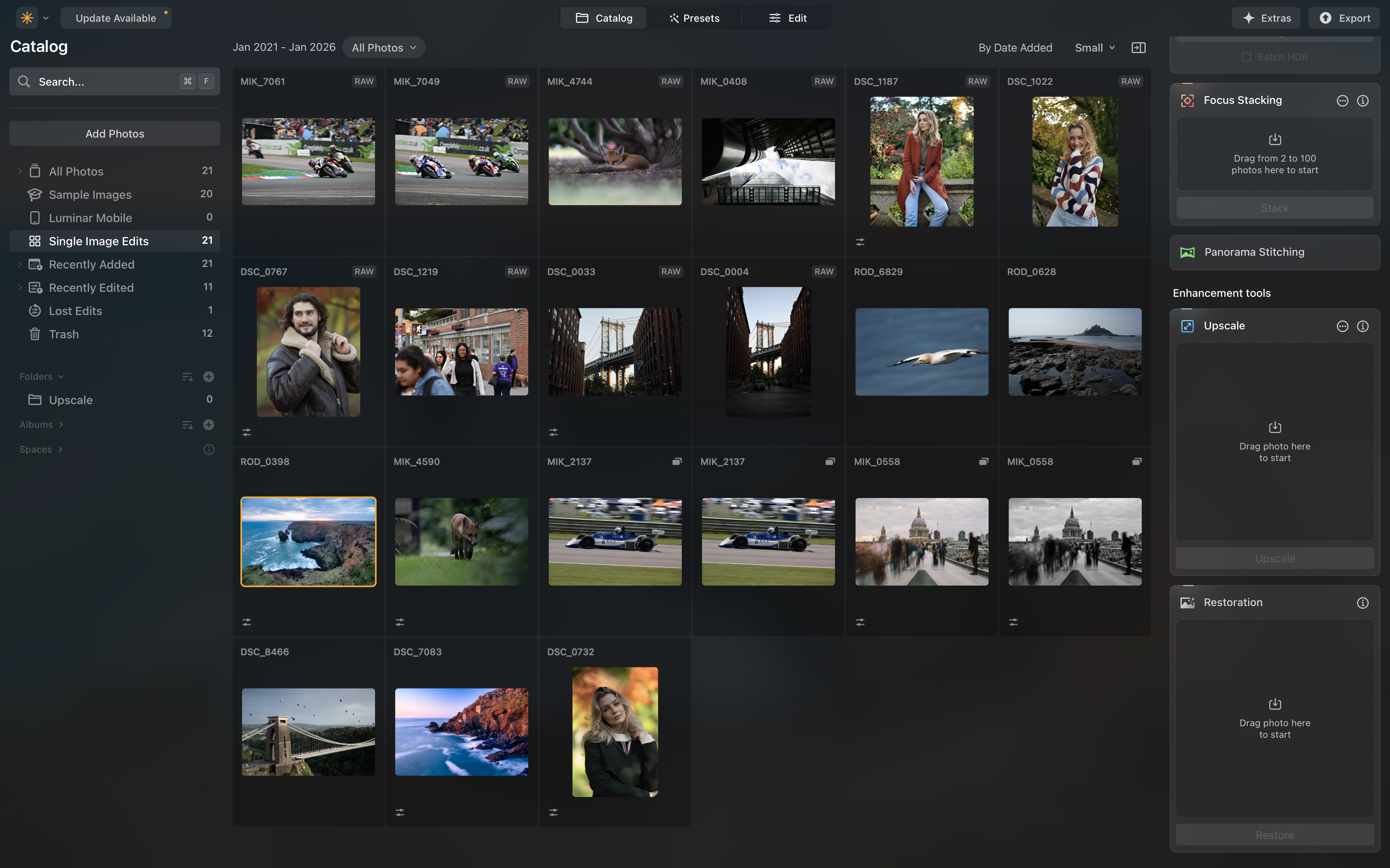 Luminar Neo screenshot of Catalog tab